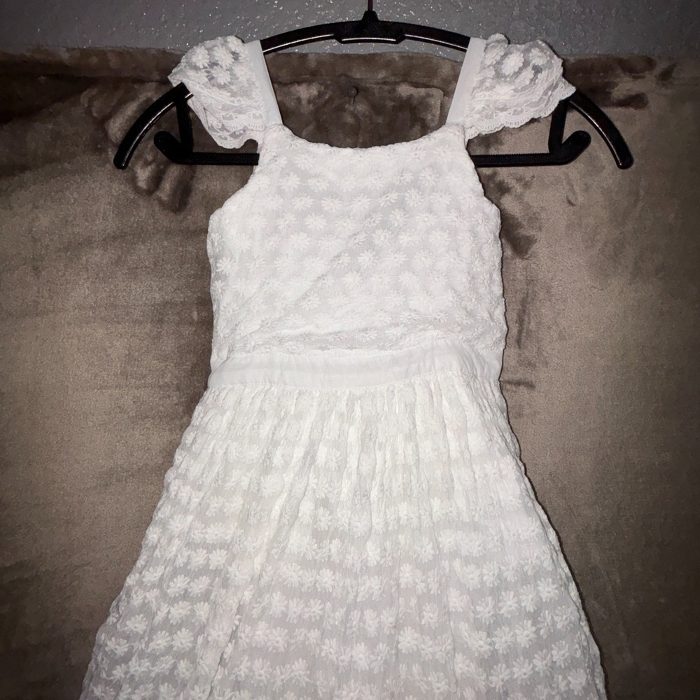 Show Me Your Mumu Flower Girl Dress Girls 7Y White Ivory Floral Daisy Cap Sleeve - Picture 6 of 14